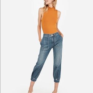 Express Cropped Straight High Rise Jean Denim Size 8